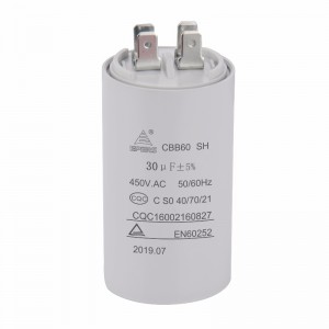 450VAC 30UF 50/60Hz C S0 40/70/21 CQC CBB60 Tụ