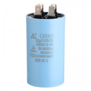 CBB60 Tụ 450V 20UF 40/85/21 B CQC cho điều hòa và tủ lạnh